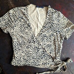 Brandy Melville Cheetah Print Wrap Top
